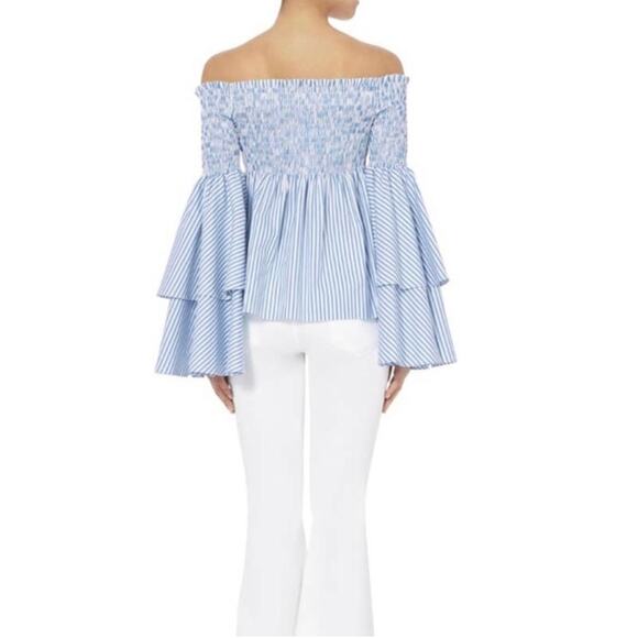 Caroline Constas Appolonia Plaid Off the Shoulder Smocked Top - Picture 15 of 16